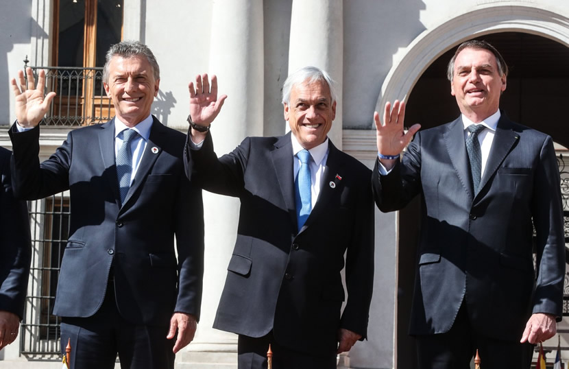 Mauricio Marcri, Sebastián Piñera y Jair Bolsonaro (Prosur, 2019) El Economista