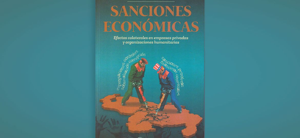 Portada del libro Sanciones económicas, diseñada por Alessandro Salerni Álvarez